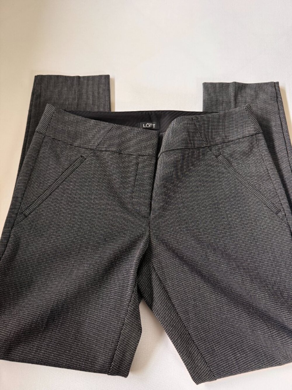 Tailored! LOFT Marisa Skinny Ankle Pants – Black & White Twill (Size 6) - Picture 4 of 5